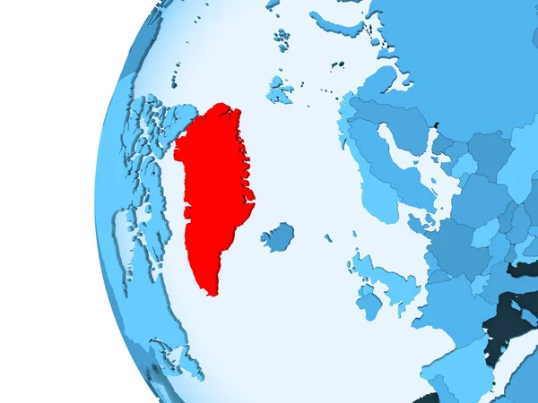Καθιστούν Της Γροιλανδίας Κόκκινο Μπλε Πολιτικό Κόσμο Διαφανές Ωκεανούς Απεικόνιση — Φωτογραφία Αρχείου