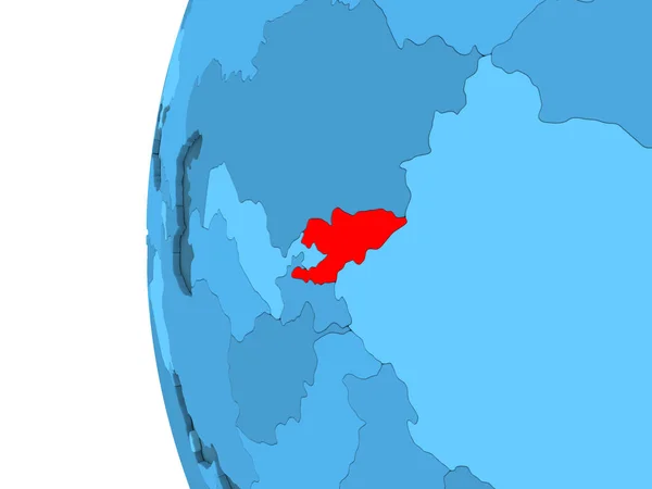 Render Kirgizisztán Piros Kék Politikai Földgömb Átlátható Óceánok Illusztráció — Stock Fotó