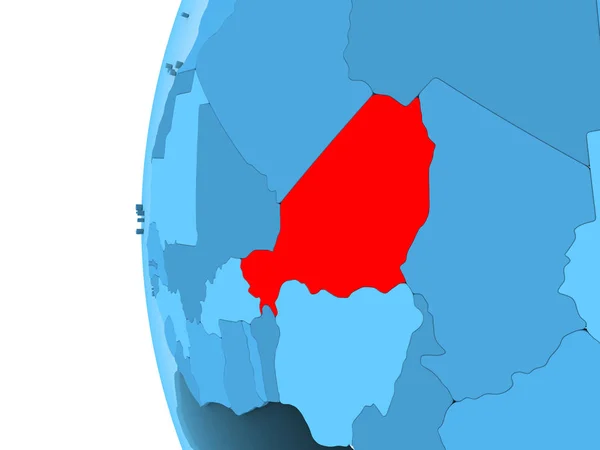Візуалізації Нігеру Червоний Колір Синій Політичних Глобусом Допомогою Прозорих Океанів — стокове фото