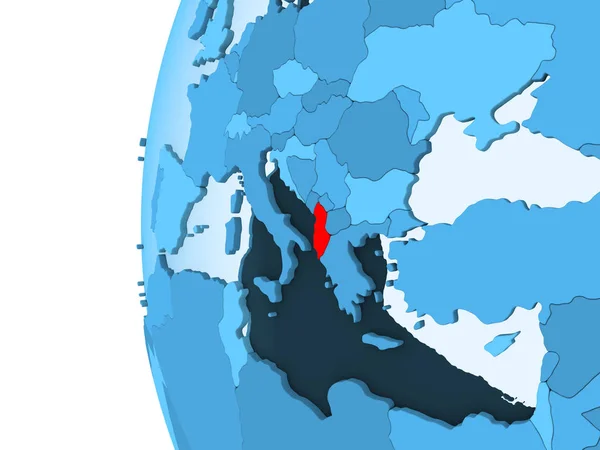 Render Albania Red Blue Political Globe Transparent Oceans Illustration — Stock Photo, Image