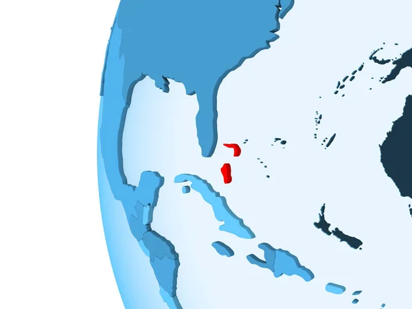 Bahama Adaları Render Kırmızı Şeffaf Okyanuslar Ile Mavi Siyasi Dünya — Stok fotoğraf