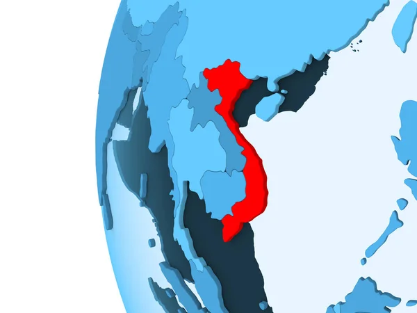 透明な海と青い政治世界の赤でベトナムの のレンダリング イラストレーション — ストック写真