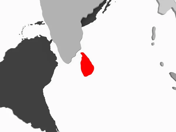 Sri Lanka Czerwono Szary Polityczna Mapa Przezroczystym Oceanów Ilustracja — Zdjęcie stockowe