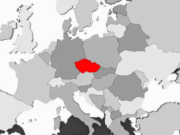 捷克共和国以红色的灰色政治地图与透明的海洋 — 图库照片