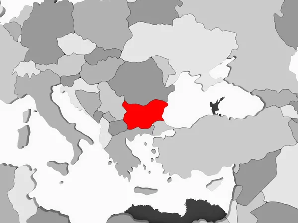 Болгария Красном Серой Политической Карте Прозрачными Океанами Иллюстрация — стоковое фото