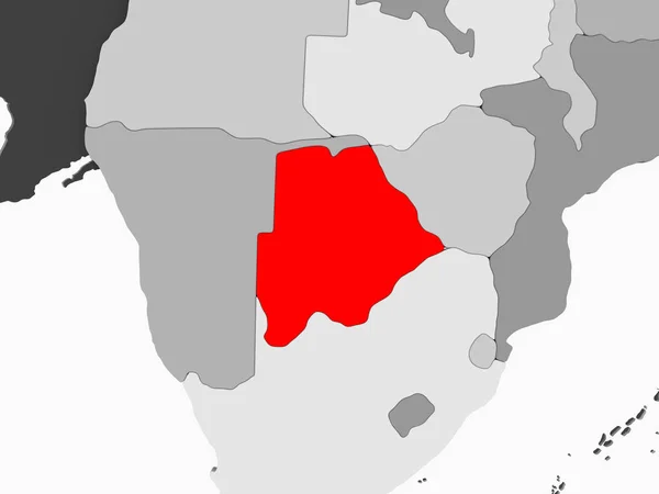 Botsuana Vermelho Mapa Político Cinzento Com Oceanos Transparentes Ilustração — Fotografia de Stock