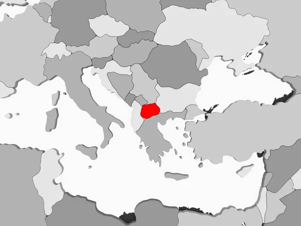 Македонія Червоний Колір Сірий Політична Мапа Прозорого Океанів Ілюстрація — стокове фото