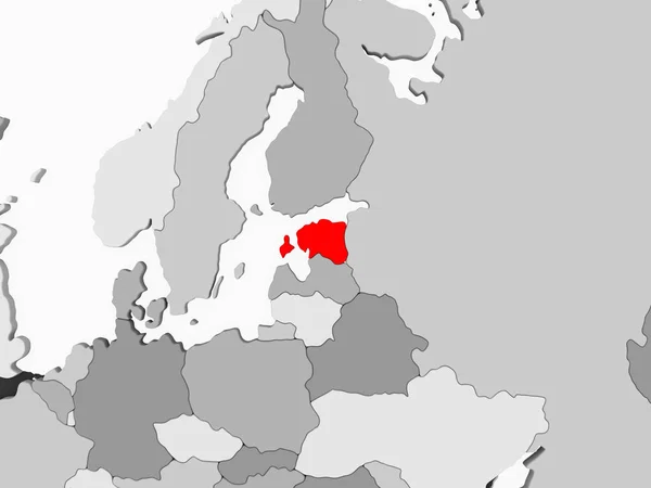 Estonia Rojo Sobre Gris Mapa Político Con Océanos Transparentes Ilustración —  Fotos de Stock
