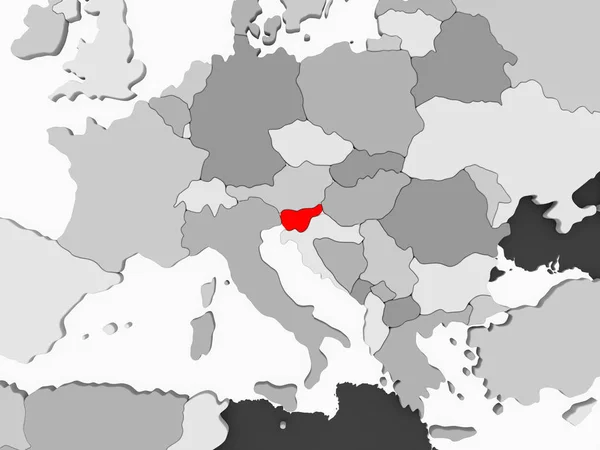 Eslovenia Rojo Sobre Gris Mapa Político Con Océanos Transparentes Ilustración — Foto de Stock