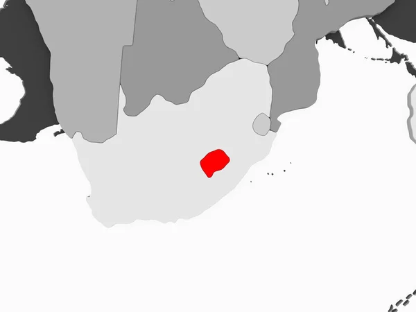 Lesotho Czerwono Szary Polityczna Mapa Przezroczystym Oceanów Ilustracja — Zdjęcie stockowe