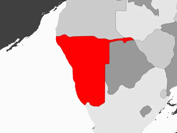 바다와 회색의 지도에 빨간색으로 나미비아 일러스트 — 스톡 사진