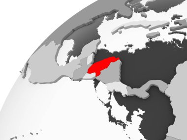 Honduras Haritası kırmızı şeffaf okyanuslar ile gri siyasi dünya üzerinde. 3D çizim.