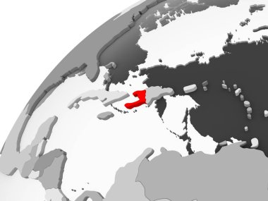 Haiti Haritası kırmızı şeffaf okyanuslar ile gri siyasi dünya üzerinde. 3D çizim.