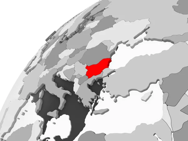 Mapa Bulharska Červené Barvě Šedém Politické Globe Transparentní Oceány Obrázek — Stock fotografie