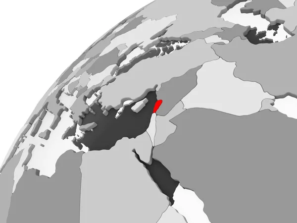 Mapa Del Líbano Rojo Sobre Gris Globo Político Con Océanos — Foto de Stock