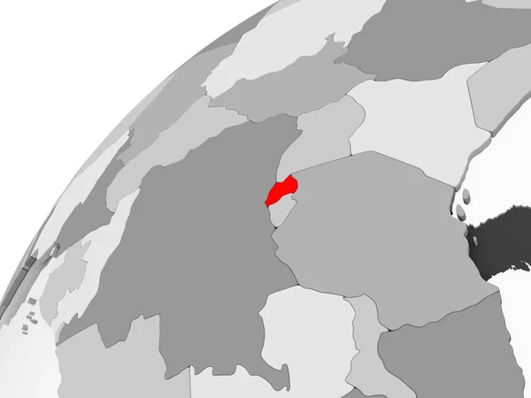 Mapa Ruanda Rojo Sobre Gris Globo Político Con Océanos Transparentes —  Fotos de Stock