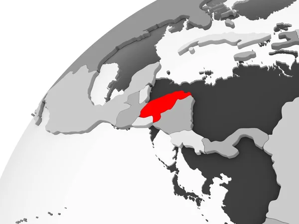 透明な海と灰色の政治世界の赤でホンジュラスの地図 イラストレーション — ストック写真