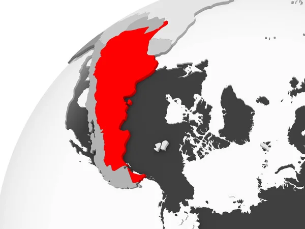 Mapa Argentina Rojo Sobre Gris Globo Político Con Océanos Transparentes —  Fotos de Stock