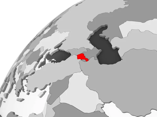 Mapa Armenii Kolorze Czerwonym Szary Globus Polityczny Przezroczystym Oceanów Ilustracja — Zdjęcie stockowe