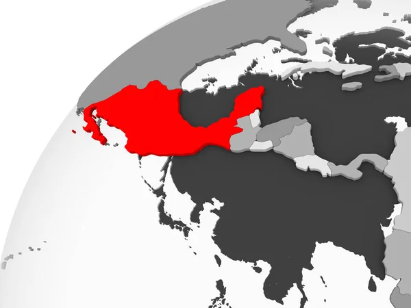Mapa Meksyku Kolorze Czerwonym Szary Globus Polityczny Przezroczystym Oceanów Ilustracja — Zdjęcie stockowe