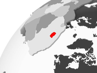 Lesoto Haritası kırmızı şeffaf okyanuslar ile gri siyasi dünya üzerinde. 3D çizim.