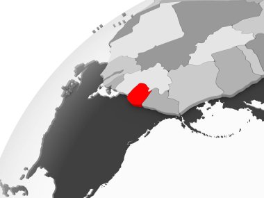 Sierra Leone Haritası kırmızı şeffaf okyanuslar ile gri siyasi dünya üzerinde. 3D çizim.