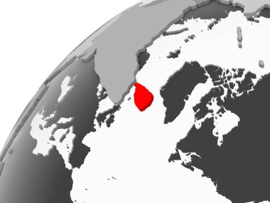 Sri Lanka Haritası kırmızı şeffaf okyanuslar ile gri siyasi dünya üzerinde. 3D çizim.