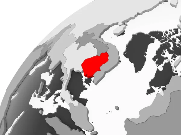 Mapa Kambodzy Kolorze Czerwonym Szary Globus Polityczny Przezroczystym Oceanów Ilustracja — Zdjęcie stockowe