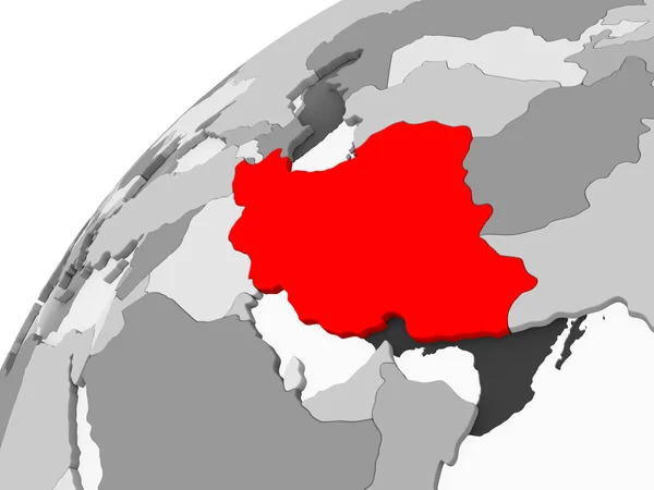 Mapa Irán Rojo Sobre Gris Globo Político Con Océanos Transparentes —  Fotos de Stock