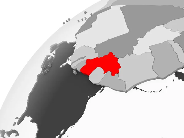 Guinea Térkép Piros Szürke Politikai Földgömb Átlátható Óceánok Illusztráció — Stock Fotó