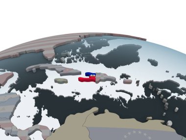 Haiti katıştırılmış bayrak ile siyasi dünya üzerinde. 3D çizim.