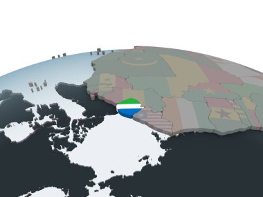 Sierra Leone katıştırılmış bayrak ile siyasi dünya üzerinde. 3D çizim.