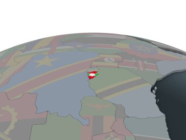 Burundi katıştırılmış bayrak ile siyasi dünya üzerinde. 3D çizim.