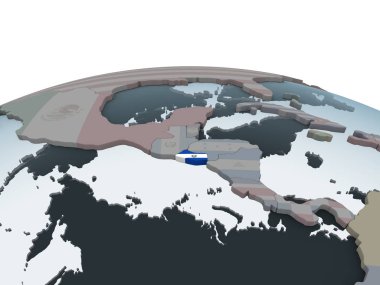 El Salvador katıştırılmış bayrak ile siyasi dünya üzerinde. 3D çizim.