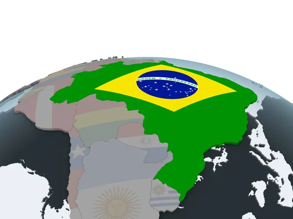 Brazil Political Globe Embedded Flag Illustration — Stock Photo, Image