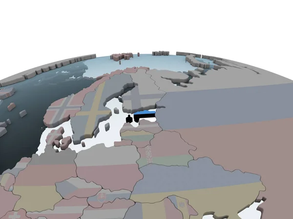 Estonia Globus Polityczny Flagą Osadzonych Ilustracja — Zdjęcie stockowe