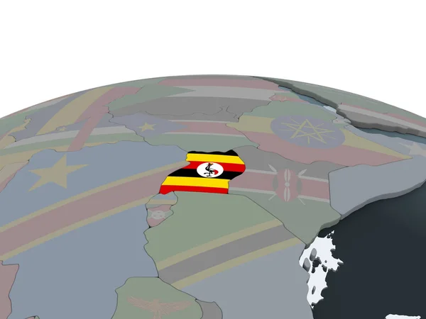 Уганда Політичні Глобусом Допомогою Вбудованих Прапор Ілюстрація — стокове фото