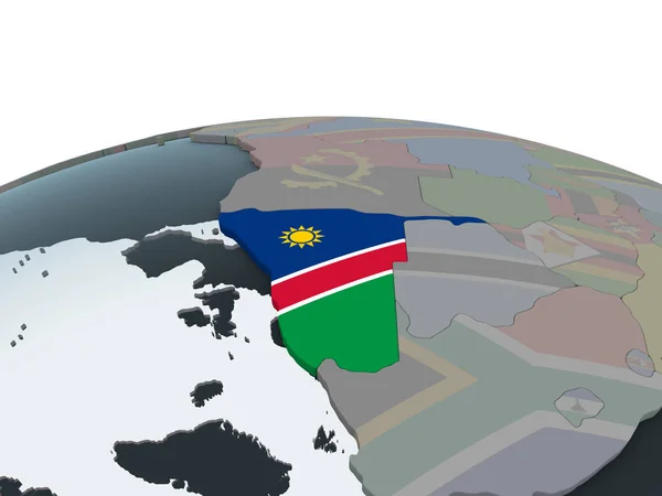 Namibië Politieke Wereldbol Met Ingesloten Vlag Illustratie — Stockfoto