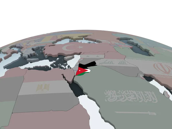 Jordanien Auf Politischem Globus Mit Eingebetteter Flagge Illustration — Stockfoto