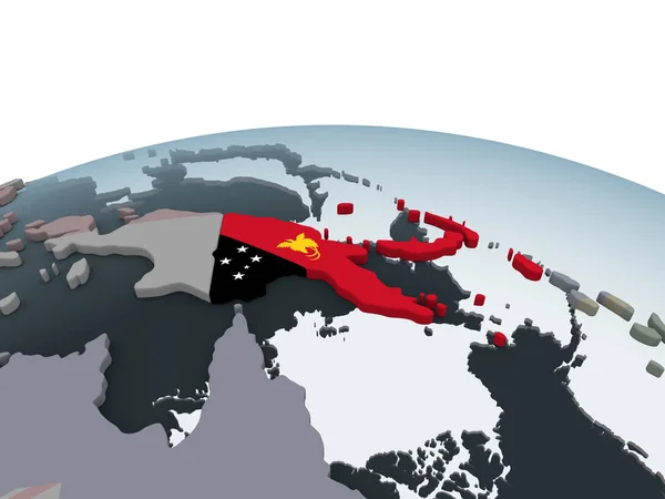 Papua Nya Guinea Politiska Jordglob Med Inbäddade Flagga Illustration — Stockfoto