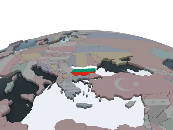 Bulgária Politikai Globe Beágyazott Zászló Illusztráció — Stock Fotó