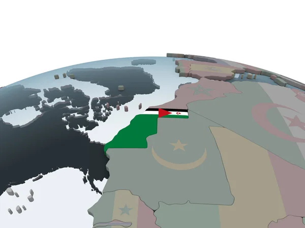 Sahara Occidentale Sul Globo Politico Con Bandiera Incorporata Illustrazione — Foto Stock