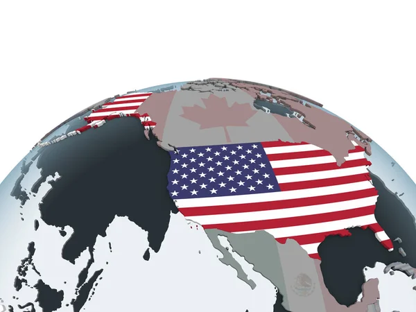 Usa Politiska Jordglob Med Inbäddade Flagga Illustration — Stockfoto