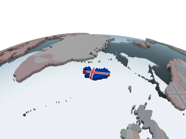 Iceland Political Globe Embedded Flag Illustration — Stock Photo, Image