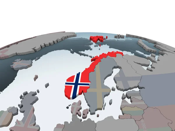 Норвегия Политическом Глобусе Встроенным Флагом Иллюстрация — стоковое фото