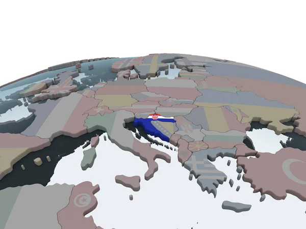Croacia Mundo Político Con Bandera Incrustada Ilustración — Foto de Stock