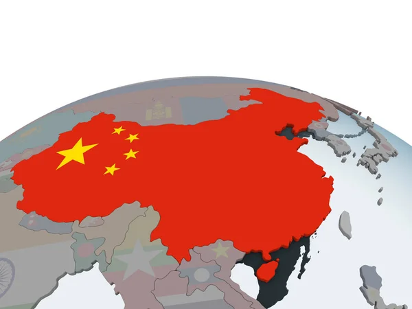 Китай Политическом Глобусе Встроенным Флагом Иллюстрация — стоковое фото