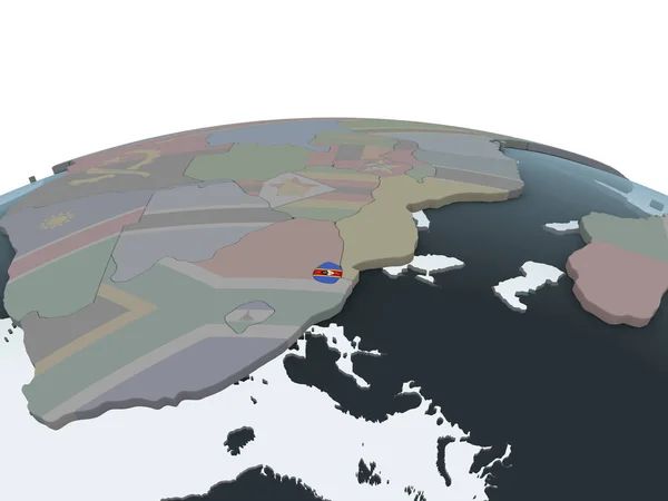 Свазиленд Политическом Глобусе Встроенным Флагом Иллюстрация — стоковое фото