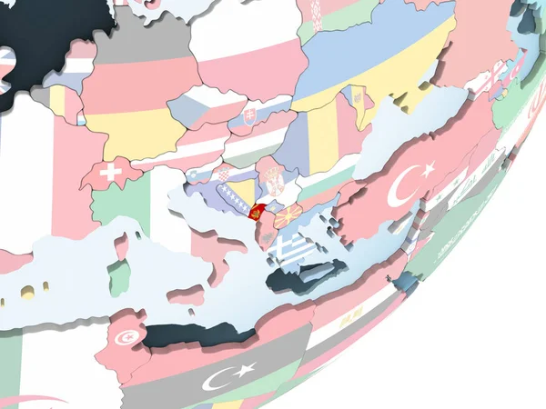 Черногория Ярком Политическом Глобусе Встроенным Флагом Иллюстрация — стоковое фото