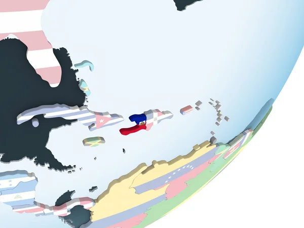 Haiti Bright Political Globe Embedded Flag Illustration — Stock Photo, Image